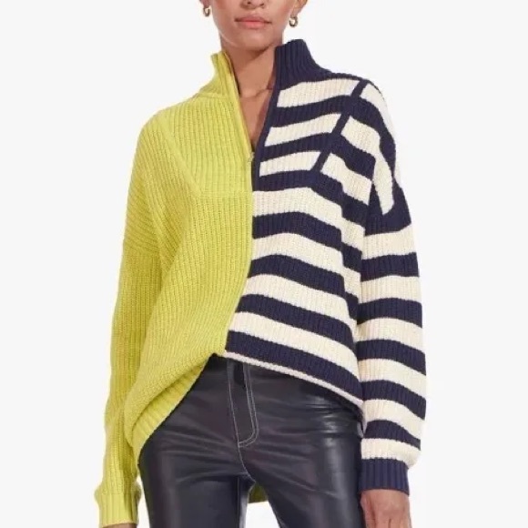 STAUD Sweaters - NWT STAUD Hampton Oversized Two Tone Chartreuse Sweater Size Large